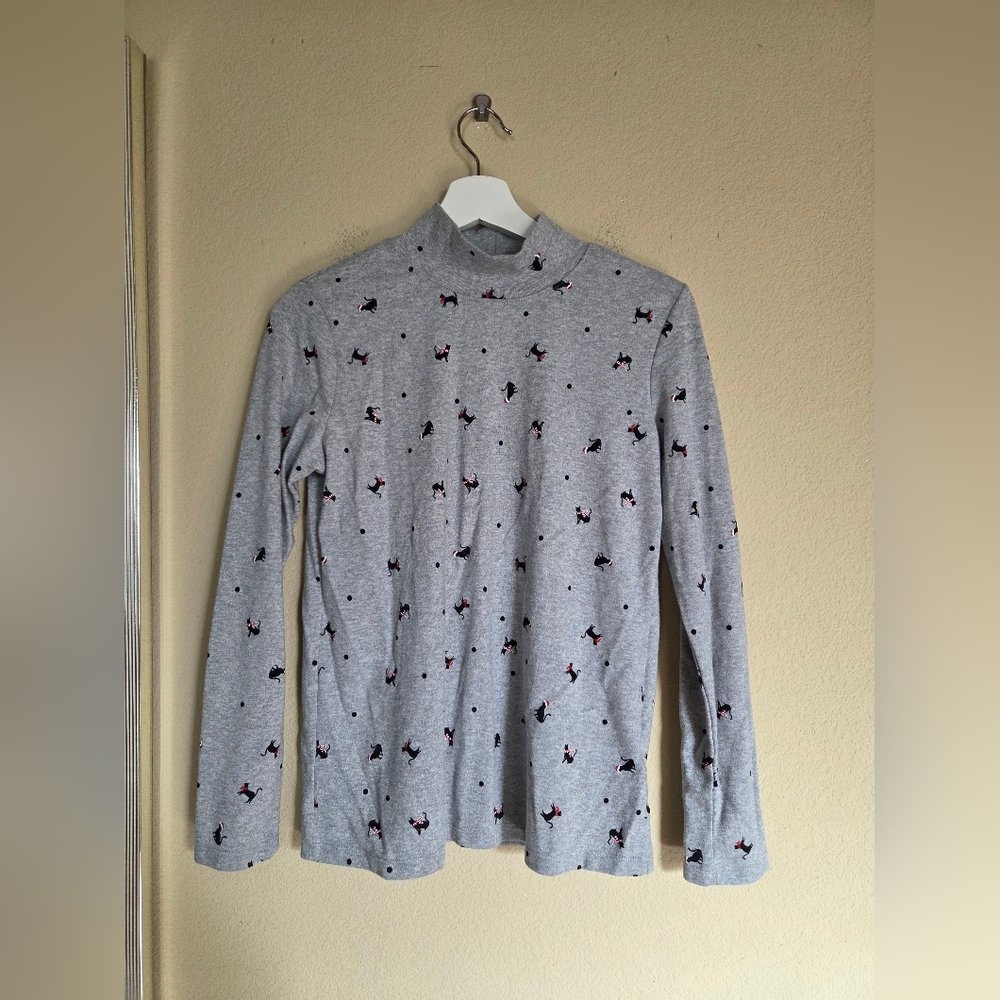 Karen Scott Cotton Christmas Kitties Cat mockneck Turtleneck Festive Holiday